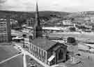 St. John the Evangelist C. of E. Church, Bernard Street, Park (foreground) and a panoramic view of the Canal Basin