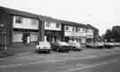 Shops and flats on Causeway Head Road, Dore showing (left to right) Nicholas, ladies hairdressers (No.34); Wrays, butchers (No.32); Liptons, supermarket (No.28) and Bentleys, frozen foods (No.26)
