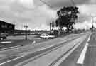 Supertram tracks on Birley Lane showing (left) the Fairway public house 