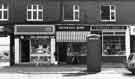 Ecclesall Road South, Ecclesall showing No.103, the Chocolate Bar, confectioners; No.105 Silver Hill Dairy, delicatessan and Fred Levesley and Sons Ltd, butchers