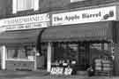 Corner of Dykes Hall Road and Far Lane, Hillsborough showing S. Havenhand, butcher and the Apple Barrel, Food Chair Wholefoods
