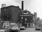 Nursery Street and junction of Spitalfields, showing No. 108 Manchester Hotel and Crown Corn Mills, John Aizlewood Ltd., flour millers, (also called Provender Mill) 