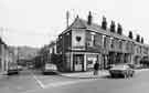 Junction of Harrington Place (left) and Nos. 29-47 Asline Road  showing A. Rowland, grocers and off licence