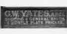 Wire drawing, Board for G. W. Yates, blacksmith and wortle plate pricker, Sycamore Street