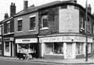 Nos.139-143 London Road at the corner of John Street showing (left to right) Eric Hadfield, gents hairdressers (No.139); Sheffield Hobbies Centre, model dealers (No.141) and Eric and Nellie Hadfield, ladies hairdressers (No.143)