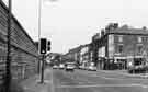 View: s38647 London Road, Heeley showing Manhattan motor cyles (Nos.641-643) (right) at junction with Thirlwell Road
