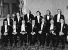 View: s40106 Principal guests at the Cutlers Feast, Cutlers Hall, Church Street, showing (front row, second left) Alderman Alfred Vernon Wolstenholme, Lord Mayor and (front row, third left) Quintin Hogg, 2nd Viscount Hailsham, Lord President of the Council