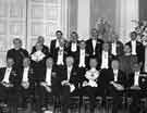 View: s40112 Guests at the 329th Cutlers Feast, Cutlers Hall, Church Street,  showing (front row, third left) Edward Heath, Shadow Chancellor of the Exchequer