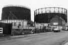 Gas holders, Farfield Road, Neepsend as seen from Parkwood Road showing (right) Parkwood Doors Ltd, No.55 