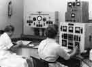 Control panel of the 2 million volt Van de Graaff x-ray generator c.1962