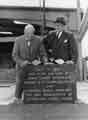 Laying of the foundation stone by Edwin Talbot Sutherland, founder of E. T. Sutherland and Son Ltd and Frederick Charles Honeysett at Waleswood Food Factory, Kiveton