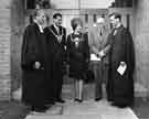 Dedication of The Michael Church United Reformed, Lowedges Road, Greenhill showing Alderman John Stenton Worrall, Lord Mayor (2nd left) and the Lady Mayoress
