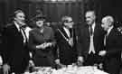 Guests at the National Film Theatre Conference showing Councillor Enid Hattersley (second left) and the Lord Mayor (centre) Alderman Daniel Joseph O'Neill JP