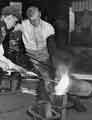 Pouring crucible steel into ingot moulds, Andrews Toledo Ltd., Toledo Steel Works, Neepsend Lane, Neepsend