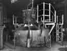 A ladle of steel in position over the vacuum casting chamber, Steel, Peech and Tozer Ltd, Templeborough Works, Templeborough  c.1963