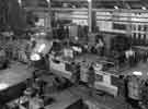 General view of the No. 3 melting shop, showing a high frequency furnace being tapped, Samuel Fox and Co. Ltd., Stocksbridge Works, c.1960