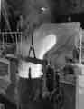 Tapping a high frequency steel furnace in the No. 3 melting shop, Samuel Fox and Co. Ltd., Stocksbridge Works, c.1960