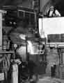 Tapping a high frequency steel furnace in the No.4 melting shop, Samuel Fox and Co. Ltd., Stocksbridge Works, c.1960