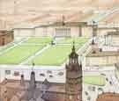 Proposed city centre redevelopment, 1908-1926 showing the Civic Square from the Town Hall by city architect, F. E. P. Edwards