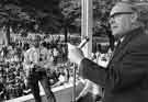 View: s41160 Sir Ron Ironmonger (leader of Sheffield City Council) addressing the British Steel Corporation Rally in Weston Park