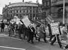 View: s41210 May Day rally and protest march, Pinstone Street, showing banners from the Firth Brown shop stewards committee