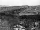 View from Sorby Hall across Endcliffe to Rustlings Road and Brincliffe Edge showing Endcliffe Park (centre), John Gregory and Son, brick manufacturers, No. 847 Ecclesall Road (back right) and Hallamshire Tennis and Squash Club (centre left)