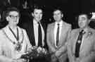 Civic reception at the Town Hall for David Steel MP, Leader of the Liberal Party (2nd left) showing Councillor Dorothy Walton JP, Lord Mayor (1st left) and Jim Walton, Lord Mayor's Consort
