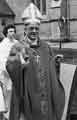 View: s41421 Installation of Bishop Gerald Moverley (1922-1996), first bishop of the Roman Catholic Diocese of Hallam shown outside St.Marie's RC Cathedral, Norfolk Row