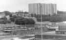 View showing Claywood Flats, the Sheffield Midland railway station with Supertram running behind it