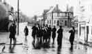 Salvation Army band marching in Woodhouse showing the Royal Hotel (centre)