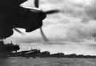 Lancaster and Manchester aircraft of No.49 Squadron marshalling for take off at Scampton Airfield, Lincolnshire