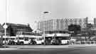 View: s41853 Pond Street bus station looking across to Park Hill Flats (centre) and Joseph Rodgers and Sons Ltd., cutlery manufacturers, Sheaf Island Works, Pond Hill (left)
