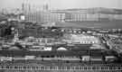View: s41854 Elevated view from the Central Library showing Pond Street bus station (foreground) looking across to Joseph Rodgers and Sons Ltd., cutlery manufacturers, Sheaf Island Works, Pond Hill (centre) with Park Hill and Hyde Park Flats (top)