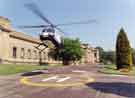 Helicopter landing at the front of the Weston Park Museum