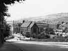 Stocksbridge viewed from Nanny Hill showing (centre left) the junction with Manchester Road and St. Matthias C.of E. Church (centre) Samuel Fox and Co. Ltd., Stocksbridge Works