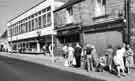 Manchester Road, Stocksbridge showing (l.to r.) Woods, watchmakers and jewellers; Woods, glass shop and Brightside and Carbrook Co-operative Society store