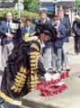 View: s42321 Lord Mayor, Councillor Ian Saunders laying a wreath in Barkers Pool to commemorate the anniversary of D-Day