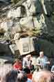 Kinder [scout] Trespass Reunion,1988 showing (centre) Benny Rothman and (speaking right) the chairman of the Peak Park Planning Board