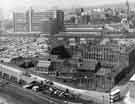 View: s42353 View of City Centre from Park Hill flats showing (bottom centre) City Council Housing Department offices, (formerly Joseph Rodgers and Sons Ltd., cutlery manufacturers, River Lane Works) and (top left and centre) College of Technology 