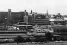 View of the City Centre from South Street showing (foreground) Sheffield Midland railway station (back left and centre) Sheffield City Polytechnic (back right) Top Rank and (bottom right) Sheaf Valley swimming baths
