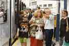 Directing passengers at the Supertram stop on Commercial Street 