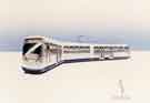 Architects's drawing of the South Yorkshire Supertram proposed for Sheffield
