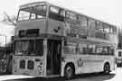 South Yorkshire Transport double decker bus No.271 painted silver for the Queen Elizabeth II Silver Jubilee with an advertisement for Debenham's department store