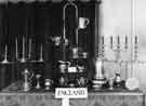 View: s42775 Display of silver plate made by Walker and Hall Ltd., Electro Works, Eyre Street