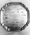 View: s42778 Silver tray presented to Major Eric Wilson by the Nigerian Chamber of Mines and manufactured by Walker and Hall Ltd., Electro Works, Eyre Street