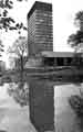 Arts Tower, University of Sheffield, No.12 Bolsover Street from Weston Park showing the University Library (centre)