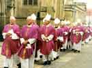 View: s43020 Procession of Bishops at the funeral of the Right Reverend Gerald Moverley, Bishop of Hallam at St.Marie's Roman Catholic Cathedral, Norfolk Row.