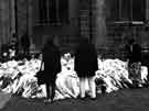 Flowers left outside Sheffield Cathedral following the death of Diana, Princess of Wales