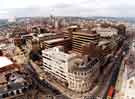 View of City Centre from top of the Town Hall showing Leopold Street (right) and Barkers Pool (centre) and Fountain Precinct offices (centre)