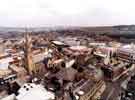 View of City Centre from top of the Town Hall showing Surrey Street and the Central Library (right), Crucible and Lyceum Theatres (centre) and St. Marie's RC Cathedral (left) 